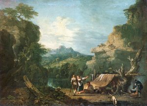 Paisaje con bandidos alrededor de una tienda, 1752 de Richard Wilson