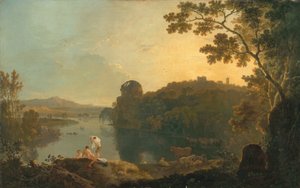 Escena fluvial: bañistas y ganado, c.1763-65 (óleo sobre lienzo) de Richard Wilson