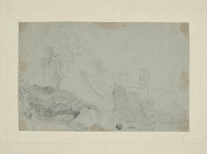 Paisaje rocoso con figura de pie de Richard Wilson