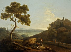 El templo de la Sibila y la Campagna, Tívoli, Italia (óleo sobre lienzo) de Richard Wilson