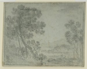 Vista en Italia (tiza negra sobre papel) de Richard Wilson