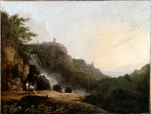 Vista de Tívoli: las Cascatelle y la "Villa de Mecenas" de Richard Wilson