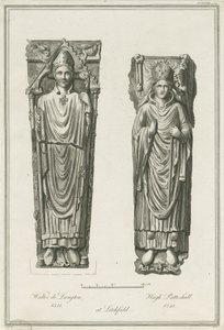 Catedral de Lichfield - Efigies de Walter de Langton y Hugh de Patteshull: grabado
