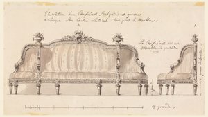 Dibujo, Diseño para un confidente, ca. 1780 de Richard de Lalonde