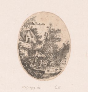 Vista de un río en el que las mujeres hacen la colada
Colección de vistas, paisajes, fragmentos antiguos y temas históricos (título de la serie)
Recueil de griffonis, de vues, paysages, fragments antiques et sujets historiques (título de la serie) de Richard de Saint Non
