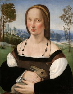 retrato de una dama con un conejo