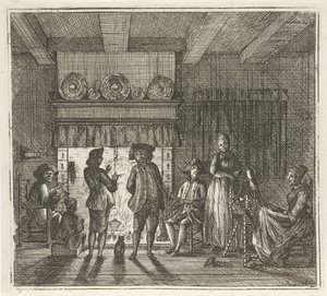 Interior con figuras junto a la chimenea. El invierno. (título de la serie) Escenas de invierno (título de la serie) de Rienk Jelgerhuis