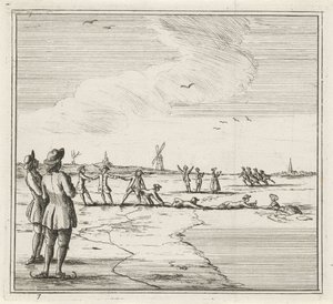 Paisaje de invierno con patinadores. El invierno. (título de la serie) Escenas de invierno (título de la serie) de Rienk Jelgerhuis