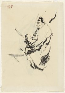 Mujer recostada, en cojines, con un libro de Rik Wouters