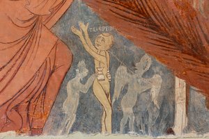 Juicio Final, detalle, "Los herejes", siglo XIII (fresco) de Rinaldo da Taranto