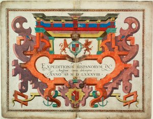 Portada de "Expeditionis Hispanorum in Angliam vera descriptio anno domini MDLXXXVIII".