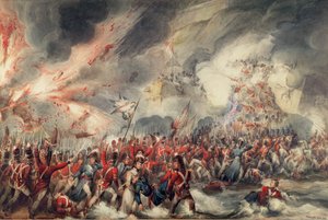 Batalla del Cabo de San Vicente, c.1800 (grabado en color) de Robert (after) Cleveley