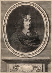 Retrato de Jean Chapelain (1595-1674), poeta francés - Grabado - Jean Chapelain (1595-1674) poeta y crítico literario francés - Grabado por Nanteuil y grabado por Peulot de Robert (after) Nanteuil