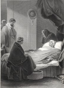 La Muerte del Cardenal Wolsey, grabado por A.H. Payne de Robert (after) Smirke