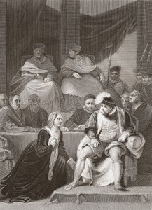 Juicio del Matrimonio de Enrique VIII, grabado por A.H. Payne de Robert (after) Smirke