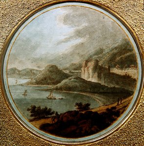 Castillo sobre una bahía con barcos, c.1775 de Robert (attr. to) Adam