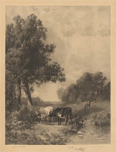 Sin título (Vacas y terneros junto a un arroyo)