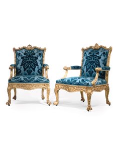 Un par de sillones dorados de Jorge III de Robert Adam
