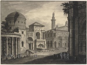Fantasía Arquitectónica de una Ciudad Antigua con una Plaza y Muchos Edificios, Algunos Parcialmente en Ruinas de Robert Adam