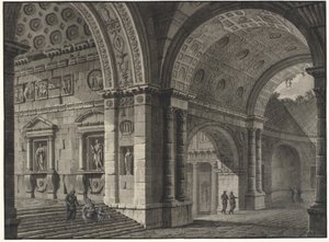 Fantasía arquitectónica del interior de un edificio antiguo con bóvedas parcialmente arruinadas de Robert Adam