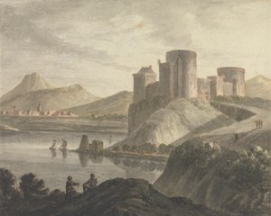 Castillo con figuras en un paisaje clásico de Robert Adam