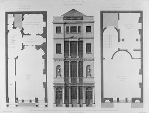 Elevación de la Casa de Café Británica, grabado por Robert Blyth, 1778 de Robert Adam