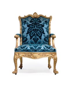 Uno de un par de sillones dorados de Jorge III de Robert Adam
