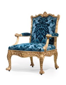 Uno de un par de sillones dorados de Jorge III de Robert Adam