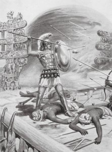 Hazaña de Alejandro Magno, 326 a.C. (litografía) de Robert Ambrose Dudley