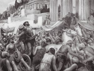 El ingenioso truco de Peisístrato (litografía) de Robert Ambrose Dudley