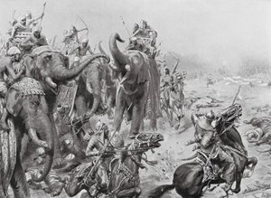 Babar presenta los cañones de campaña en Panipat de Robert Ambrose Dudley