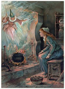 Cenicienta y el Hada Madrina, ilustración de "Érase una vez" publicada por Ernest Mister, c.1900 (litografía en color)