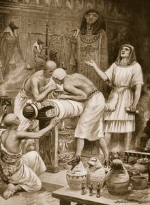 Embalsamar a los muertos, ilustración de "Hutchinsons History of the Nations", c.1910 (litografía) de Robert Ambrose Dudley