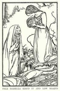 Ilustración para Poemas de John Keats: Isabella o La maceta de albahaca de Robert Anning Bell