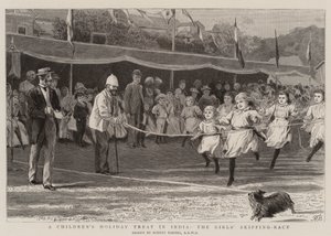 Una fiesta infantil en India, la carrera de saltos de las niñas de Robert Barnes