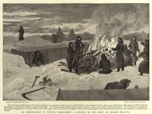Una Lección de Objetos en la Campaña de Invierno, Un Bivouac en la Nieve de la Infantería Alemana de Robert Barnes