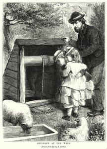 Niños en el pozo (grabado) de Robert Barnes