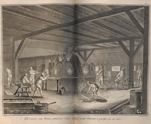 Fabricación de Vidrio. De la Encyclopédie de Denis Diderot y Jean Le Rond d