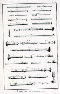 Lámina VIII: Instrumentos de viento de la Enciclopedia de Denis Diderot y Jean le Rond d