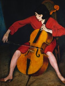 Mujer tocando el violonchelo de Robert Bereny