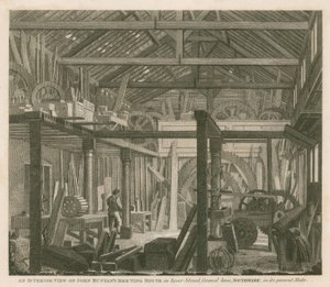 Vista interior de la casa de reuniones de John Bunyan en Zoar Street, Gravel Lane, Southwark, en su estado actual