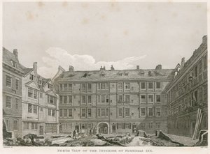 Vista norte del interior de la Posada de Furnival, Holborn, Londres de Robert Blemell Schnebbelie
