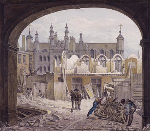 Demolición de la Capilla Guildhall, Londres, 1820