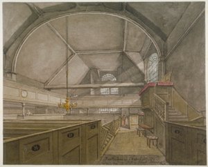 Interior de la capilla en la iglesia de San Bartolomé el Grande, Smithfield, Ciudad de Londres de Robert Blemmell Schnebbelie