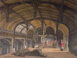 Vista interior de Crosby Hall en el no 36 Bishopsgate, Ciudad de Londres de Robert Blemmell Schnebbelie