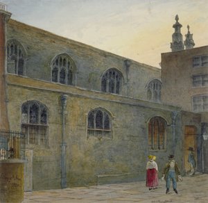 Lado norte de la Capilla Guildhall mostrando la entrada a Cutthroat Alley, Ciudad de Londres de Robert Blemmell Schnebbelie