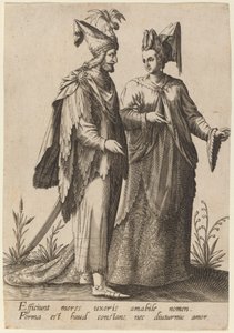 Efficiunt mores uxoris de Robert Boissard after Jean Jacques Boissard