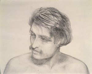 Estudio de la cabeza de un hombre (lápiz sobre papel) de Robert Braithwaite Martineau