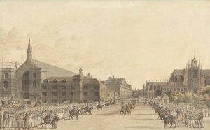 Westminster, durante el Juicio de la Reina Carolina de Robert Bremmel Schnebbelie