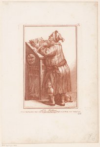 Hombre leyendo detrás de un atril La conferencia (título del objeto) Estudios de figuras (título de la serie) Ejercicios de imaginación de differens Caractères et formes humaines ((...)) Suite 1 (título de la serie)